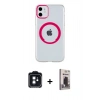MARSİLYAN™- iPhone 11 Kılıf Pusula Form - Siyah Bilvis Hayalet Cam Ekran Koruyucu + PVD Metal Kamera Lens - SH