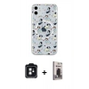 MARSİLYAN™- iPhone 11 Kılıf Pusula Form - Siyah Bilvis Hayalet Cam Ekran Koruyucu + PVD Metal Kamera Lens - SH