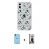 MARSİLYAN™- iPhone 11 Kılıf Pusula Form - Siyah Bilvis Hayalet Cam Ekran Koruyucu + Neon Fosforlu Kamera Lens - YL