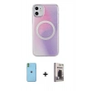 MARSİLYAN™- iPhone 11 Kılıf Pusula Form - Siyah Bilvis Hayalet Cam Ekran Koruyucu + Neon Fosforlu Kamera Lens - YL
