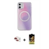 MARSİLYAN™- iPhone 11 Kılıf Pusula Form - Siyah Buffer Cam Ekran Koruyucu + Kırmızı Pers Alüminyum Kamera Lens