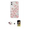MARSİLYAN™- iPhone 11 Kılıf Pusula Form - Siyah Buffer Cam Ekran Koruyucu + Kırmızı Pers Alüminyum Kamera Lens