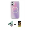MARSİLYAN™- iPhone 11 Kılıf Pusula Form - Siyah Buffer Cam Ekran Koruyucu + Kırmızı Raze Metal Kamera Lens