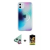 MARSİLYAN™- iPhone 11 Kılıf Pusula Form - Siyah Buffer Cam Ekran Koruyucu + Kırmızı Raze Metal Kamera Lens