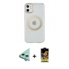 MARSİLYAN™- iPhone 11 Kılıf Pusula Form - Siyah Buffer Cam Ekran Koruyucu + Raze Metal Kamera Lens - MI