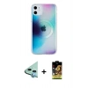 MARSİLYAN™- iPhone 11 Kılıf Pusula Form - Siyah Buffer Cam Ekran Koruyucu + Raze Metal Kamera Lens - MI