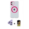 MARSİLYAN™- iPhone 11 Kılıf Pusula Form - Siyah Buffer Cam Ekran Koruyucu + Raze Metal Kamera Lens - MR
