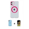 MARSİLYAN™- iPhone 11 Kılıf Pusula Form - Siyah Buffer Cam Ekran Koruyucu + Neon Fosforlu Kamera Lens - TU