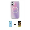 MARSİLYAN™- iPhone 11 Kılıf Pusula Form - Siyah Buffer Cam Ekran Koruyucu + Neon Fosforlu Kamera Lens - YL