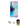 MARSİLYAN™- iPhone 11 Kılıf Pusula Form - Siyah Buffer Cam Ekran Koruyucu + Pers Alüminyum Kamera Lens - GD