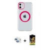 MARSİLYAN™- iPhone 11 Kılıf Pusula Form - Siyah Buffer Cam Ekran Koruyucu + Pers Alüminyum Kamera Lens - GI