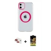 MARSİLYAN™- iPhone 11 Kılıf Pusula Form - Siyah Buffer Cam Ekran Koruyucu + Pers Alüminyum Kamera Lens - KI