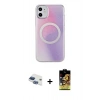 MARSİLYAN™- iPhone 11 Kılıf Pusula Form - Siyah Buffer Cam Ekran Koruyucu + Pers Alüminyum Kamera Lens - LT