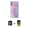 MARSİLYAN™- iPhone 11 Kılıf Pusula Form - Siyah Buffer Cam Ekran Koruyucu + PVD Metal Kamera Lens - MI