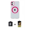 MARSİLYAN™- iPhone 11 Kılıf Pusula Form - Siyah Buffer Cam Ekran Koruyucu + PVD Metal Kamera Lens - MI