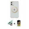 MARSİLYAN™- iPhone 11 Kılıf Pusula Form - Siyah Buffer Cam Ekran Koruyucu + Raze Metal Kamera Lens - KI