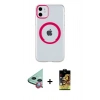 MARSİLYAN™- iPhone 11 Kılıf Pusula Form - Siyah Buffer Cam Ekran Koruyucu + Raze Metal Kamera Lens - KI