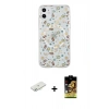 MARSİLYAN™- iPhone 11 Kılıf Pusula Form - Siyah Buffer Cam Ekran Koruyucu + Renkli Kamera Lens Koruma Cam - SI
