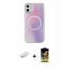 MARSİLYAN™- iPhone 11 Kılıf Pusula Form - Siyah Buffer Cam Ekran Koruyucu + Renkli Kamera Lens Koruma Cam - SI