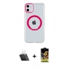 MARSİLYAN™- iPhone 11 Kılıf Pusula Form - Siyah Buffer Cam Ekran Koruyucu + Kamera Lens Koruma Cam - SF