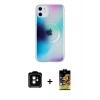 MARSİLYAN™- iPhone 11 Kılıf Pusula Form - Siyah Buffer Cam Ekran Koruyucu + PVD Metal Kamera Lens - TU