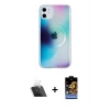 MARSİLYAN™- iPhone 11 Kılıf Pusula Form - Siyah Buffer Hayalet Cam Ekran Koruyucu + Kamera Lens Koruma Cam - SF
