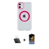 MARSİLYAN™- iPhone 11 Kılıf Pusula Form - Siyah Buffer Hayalet Cam Ekran Koruyucu + Kamera Lens Koruma Cam - SF