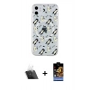 MARSİLYAN™- iPhone 11 Kılıf Pusula Form - Siyah Buffer Hayalet Cam Ekran Koruyucu + Kamera Lens Koruma Cam - SF