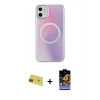MARSİLYAN™- iPhone 11 Kılıf Pusula Form - Siyah Buffer Hayalet Cam Ekran Koruyucu + Kırmızı Rainbow Kamera Lens Koruma Cam