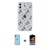 MARSİLYAN™- iPhone 11 Kılıf Pusula Form - Siyah Buffer Hayalet Cam Ekran Koruyucu + Neon Fosforlu Kamera Lens - TU