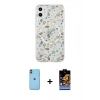 MARSİLYAN™- iPhone 11 Kılıf Pusula Form - Siyah Buffer Hayalet Cam Ekran Koruyucu + Neon Fosforlu Kamera Lens - TU
