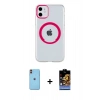 MARSİLYAN™- iPhone 11 Kılıf Pusula Form - Siyah Buffer Hayalet Cam Ekran Koruyucu + Neon Fosforlu Kamera Lens - TU