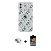 MARSİLYAN™- iPhone 11 Kılıf Pusula Form - Siyah Buffer Hayalet Cam Ekran Koruyucu + Pers Alüminyum Kamera Lens - LT