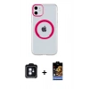 MARSİLYAN™- iPhone 11 Kılıf Pusula Form - Siyah Buffer Hayalet Cam Ekran Koruyucu + PVD Metal Kamera Lens - MI