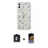 MARSİLYAN™- iPhone 11 Kılıf Pusula Form - Siyah Buffer Hayalet Cam Ekran Koruyucu + PVD Metal Kamera Lens - MI