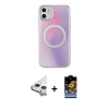 MARSİLYAN™- iPhone 11 Kılıf Pusula Form - Siyah Buffer Hayalet Cam Ekran Koruyucu + Raze Metal Kamera Lens - GS