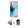 MARSİLYAN™- iPhone 11 Kılıf Pusula Form - Siyah Buffer Hayalet Cam Ekran Koruyucu + Raze Metal Kamera Lens - SH