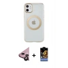 MARSİLYAN™- iPhone 11 Kılıf Pusula Form - Siyah Buffer Hayalet Cam Ekran Koruyucu + Raze Metal Kamera Lens - SH