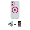 MARSİLYAN™- iPhone 11 Kılıf Pusula Form - Siyah Buffer Hayalet Cam Ekran Koruyucu + Raze Metal Kamera Lens - KI