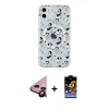 MARSİLYAN™- iPhone 11 Kılıf Pusula Form - Siyah Buffer Hayalet Cam Ekran Koruyucu + Raze Metal Kamera Lens - SH