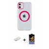 MARSİLYAN™- iPhone 11 Kılıf Pusula Form - Siyah Buffer Hayalet Cam Ekran Koruyucu + Renkli Kamera Lens Koruma Cam - SI