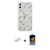 MARSİLYAN™- iPhone 11 Kılıf Pusula Form - Siyah Buffer Hayalet Cam Ekran Koruyucu + Renkli Kamera Lens Koruma Cam - SI
