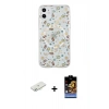 MARSİLYAN™- iPhone 11 Kılıf Pusula Form - Siyah Buffer Hayalet Cam Ekran Koruyucu + Renkli Kamera Lens Koruma Cam - SI