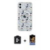 MARSİLYAN™- iPhone 11 Kılıf Pusula Form - Siyah Buffer Hayalet Cam Ekran Koruyucu + PVD Metal Kamera Lens - YL