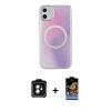 MARSİLYAN™- iPhone 11 Kılıf Pusula Form - Siyah Buffer Hayalet Cam Ekran Koruyucu + PVD Metal Kamera Lens - YL