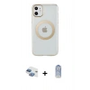 MARSİLYAN™- iPhone 11 Kılıf Pusula Form - Siyah Joko Magic 5D Cam + Gökkuşağı Pers Alüminyum Kamera Lens