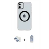 MARSİLYAN™- iPhone 11 Kılıf Pusula Form - Siyah Joko Magic 5D Cam + Gökkuşağı Pers Alüminyum Kamera Lens