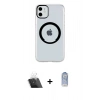 MARSİLYAN™- iPhone 11 Kılıf Pusula Form - Siyah Joko Magic 5D Cam + Kamera Lens Koruma Cam - SF