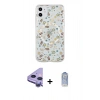 MARSİLYAN™- iPhone 11 Kılıf Pusula Form - Siyah Joko Magic 5D Cam + Mor Raze Metal Kamera Lens