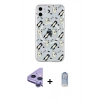 MARSİLYAN™- iPhone 11 Kılıf Pusula Form - Siyah Joko Magic 5D Cam + Mor Raze Metal Kamera Lens